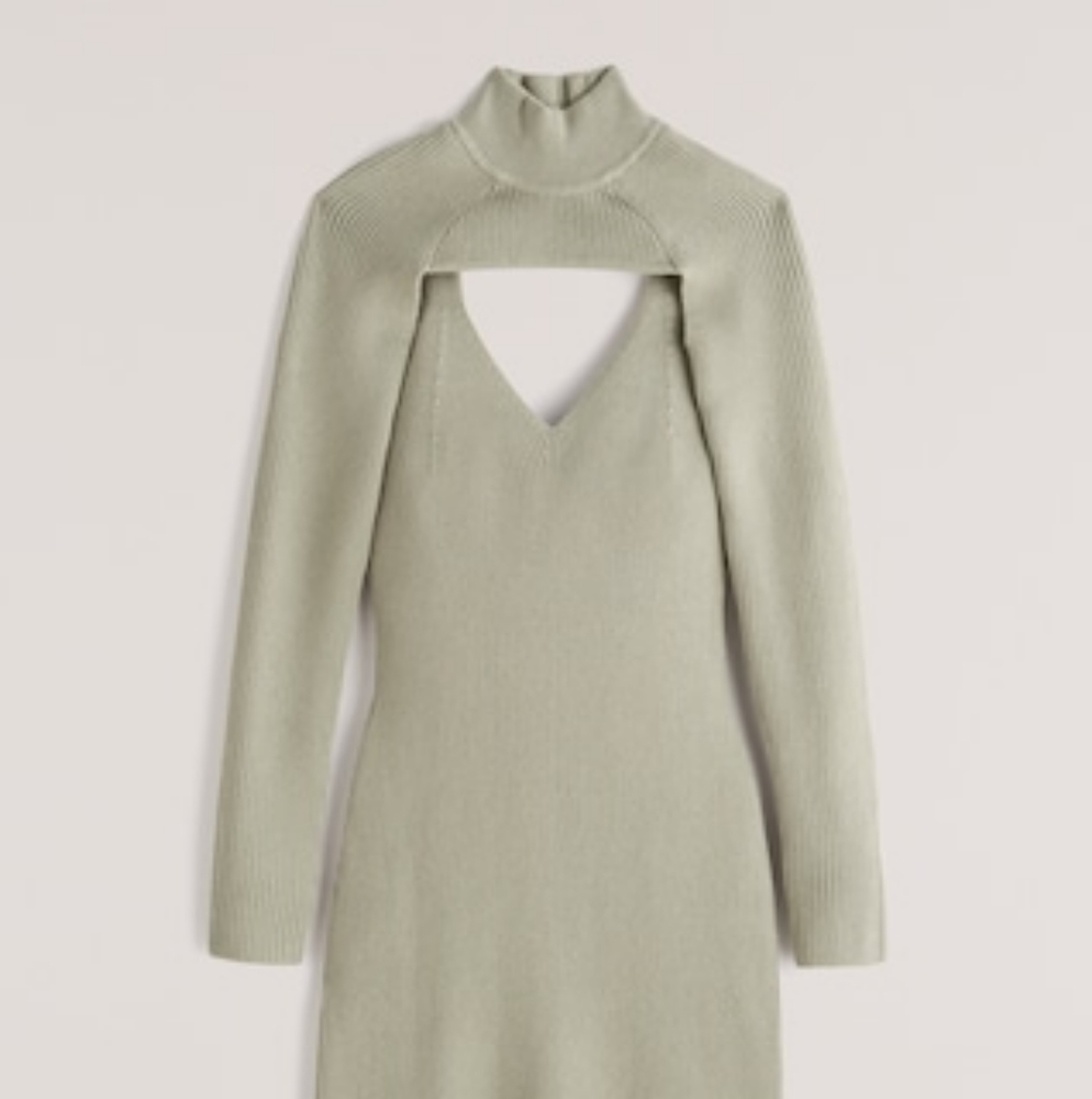 Mock Shrug Knit Dress in Sage Green